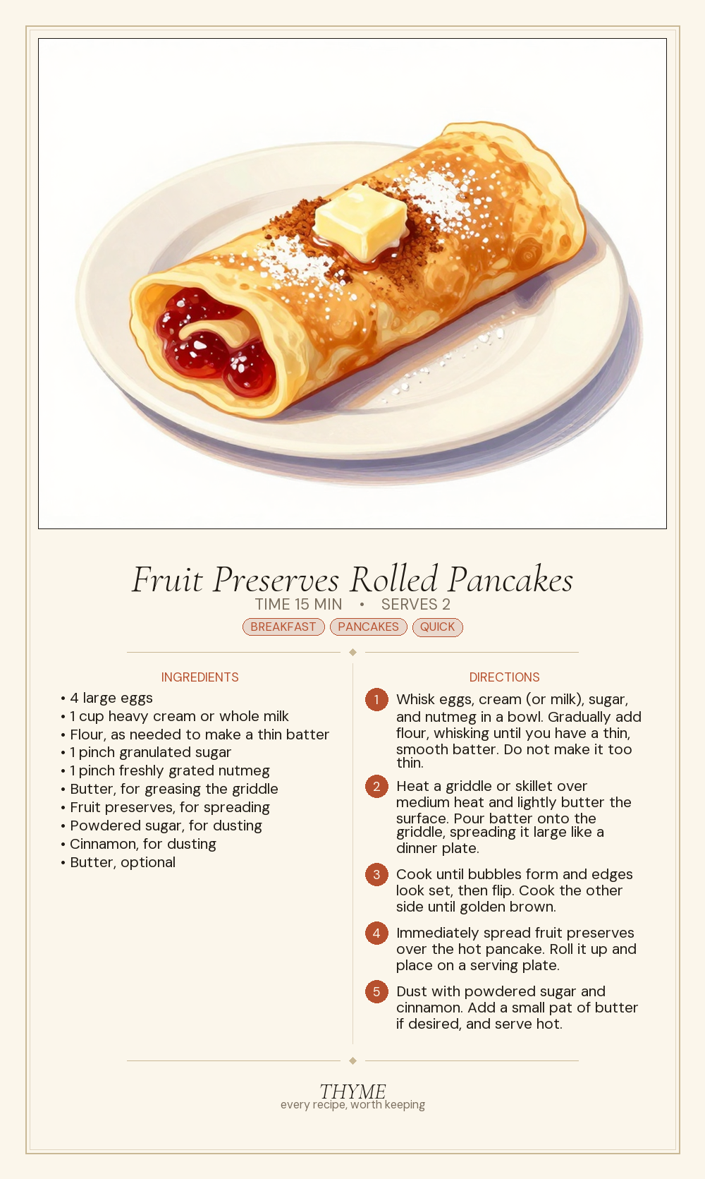 Fruit Preserves Rolled Pancakes