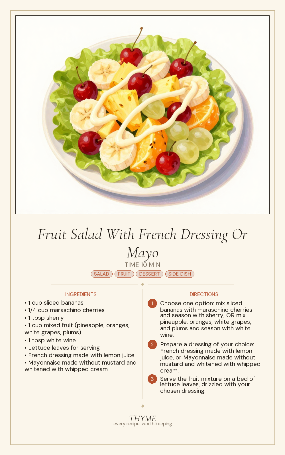 Fruit Salad With French Dressing Or Mayo