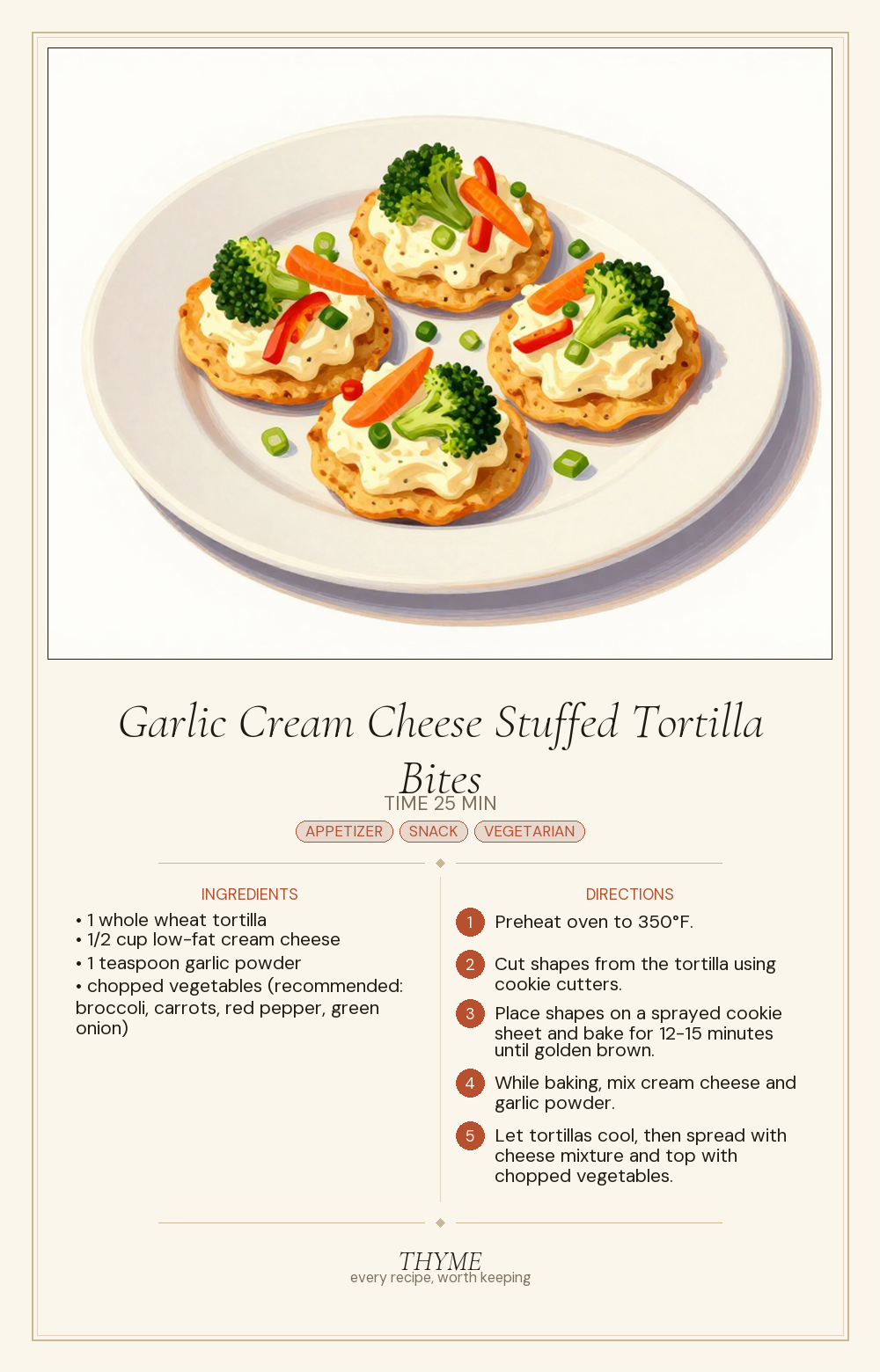 Garlic Cream Cheese Stuffed Tortilla Bites
