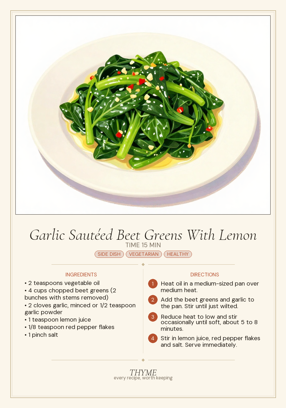 Garlic Sautéed Beet Greens With Lemon