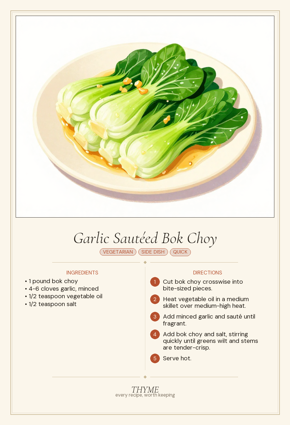 Garlic Sautéed Bok Choy