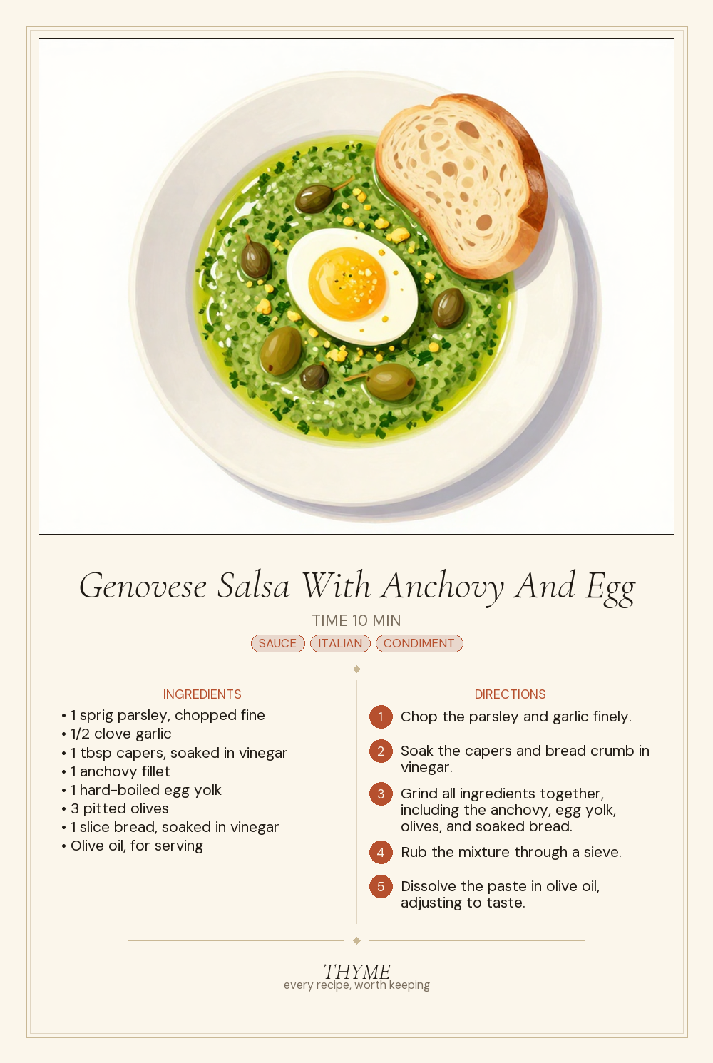 Genovese Salsa With Anchovy And Egg
