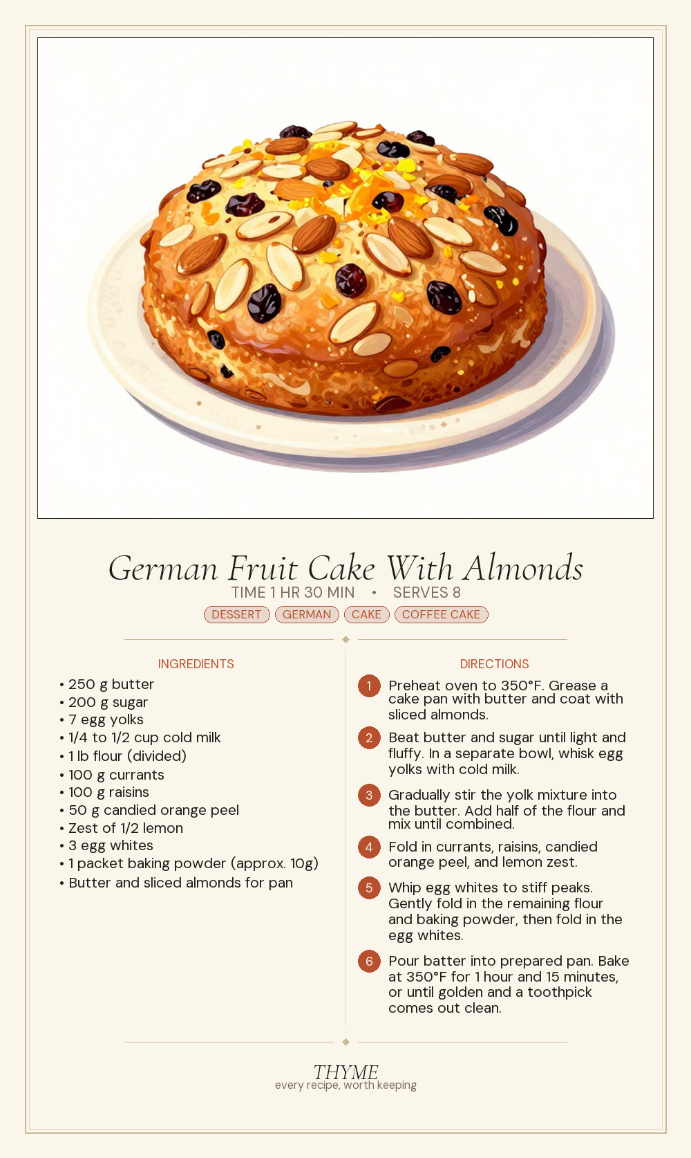 German Fruit Cake With Almonds