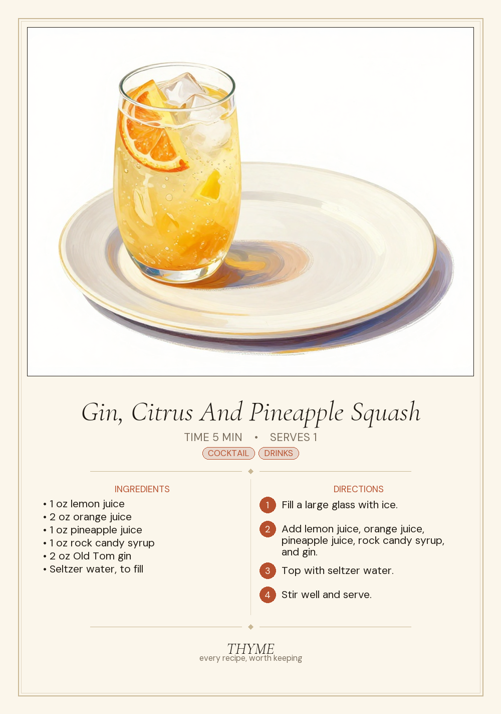 Gin, Citrus And Pineapple Squash