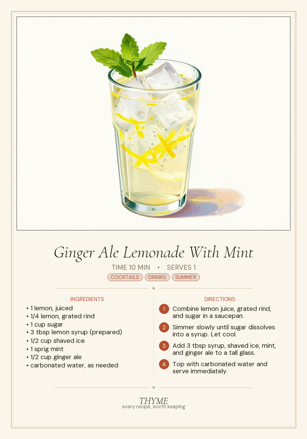 Ginger Ale Lemonade With Mint