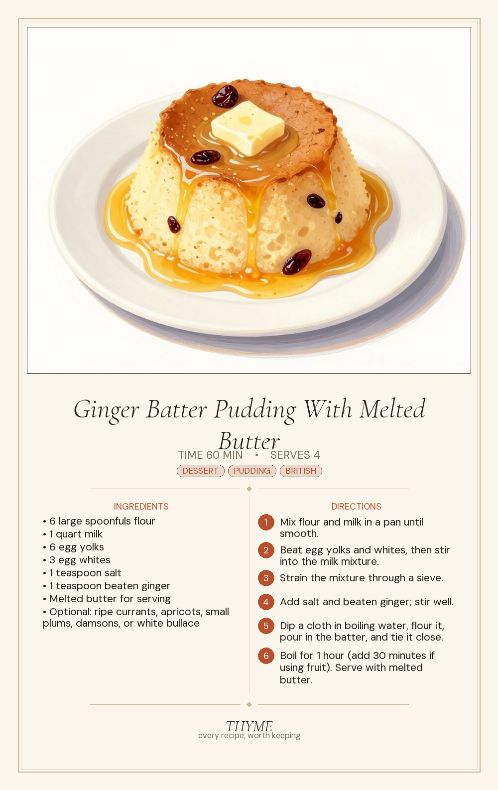 Ginger Batter Pudding With Melted Butter