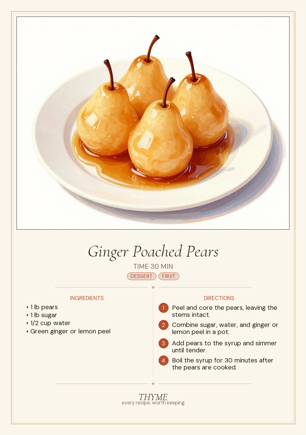 Ginger Poached Pears