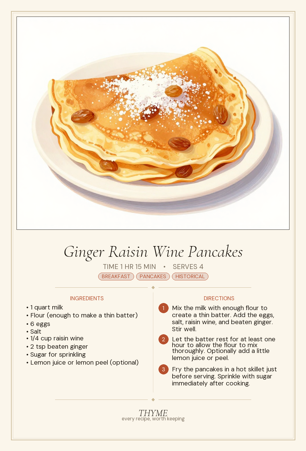 Ginger Raisin Wine Pancakes