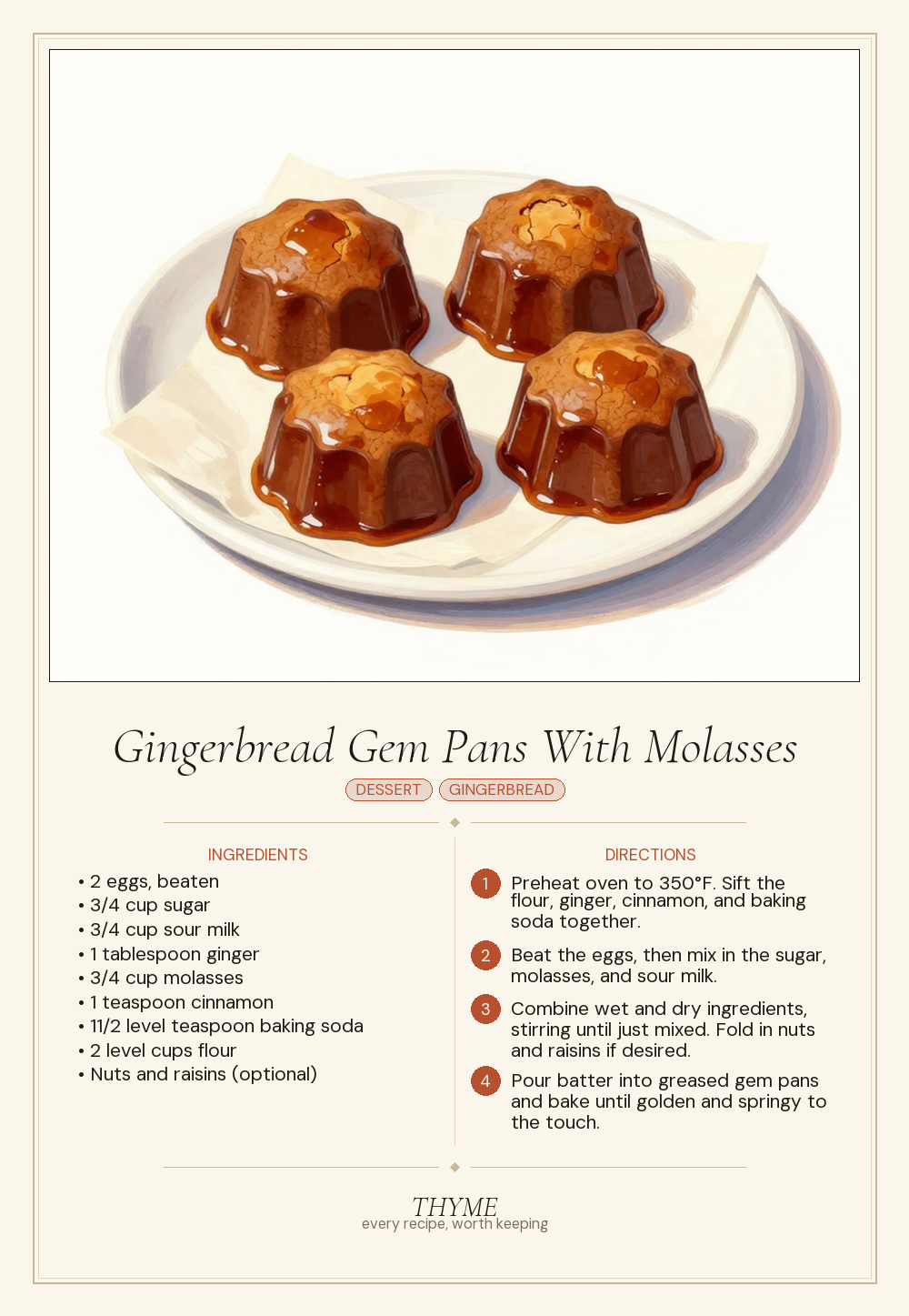 Gingerbread Gem Pans With Molasses