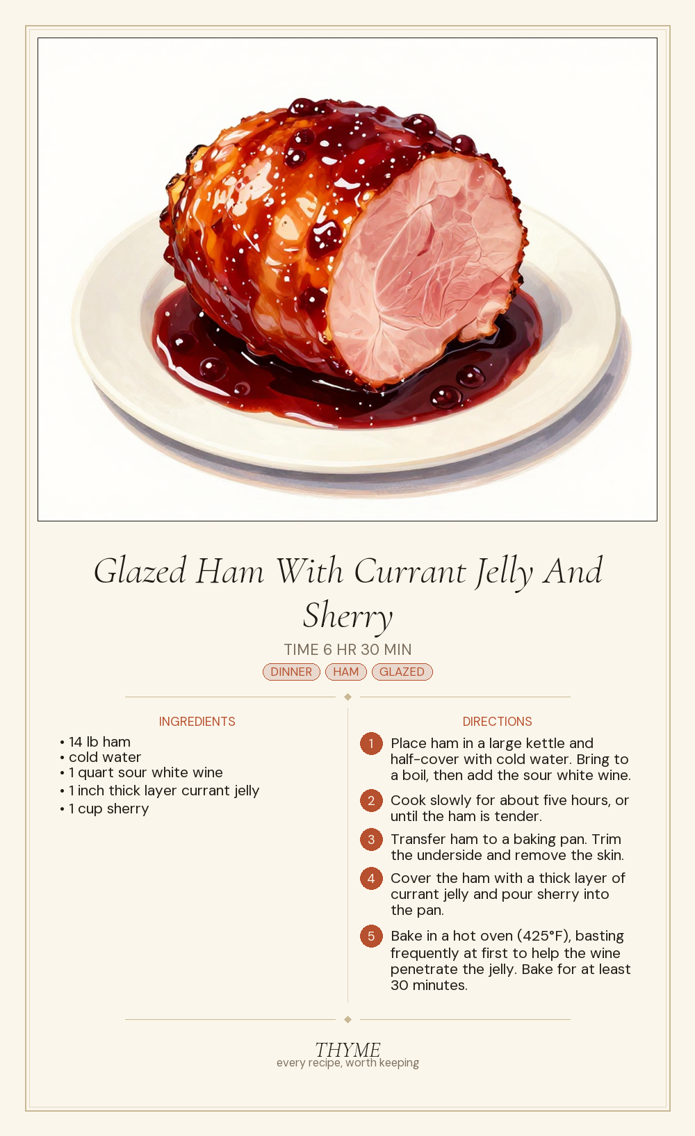 Glazed Ham With Currant Jelly And Sherry