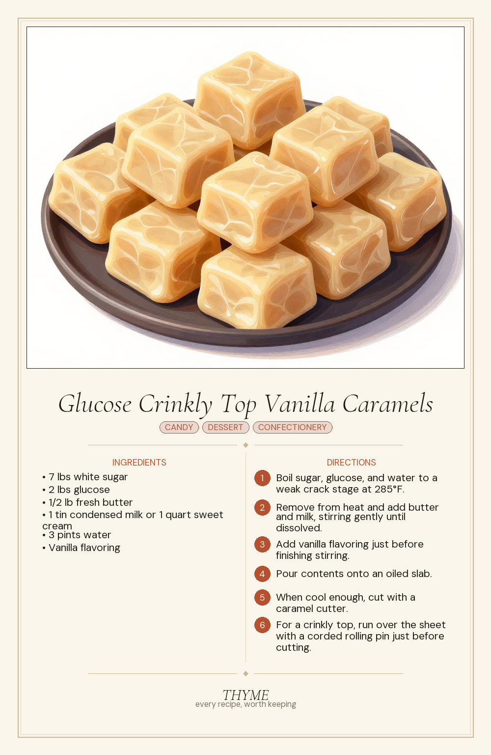 Glucose Crinkly Top Vanilla Caramels