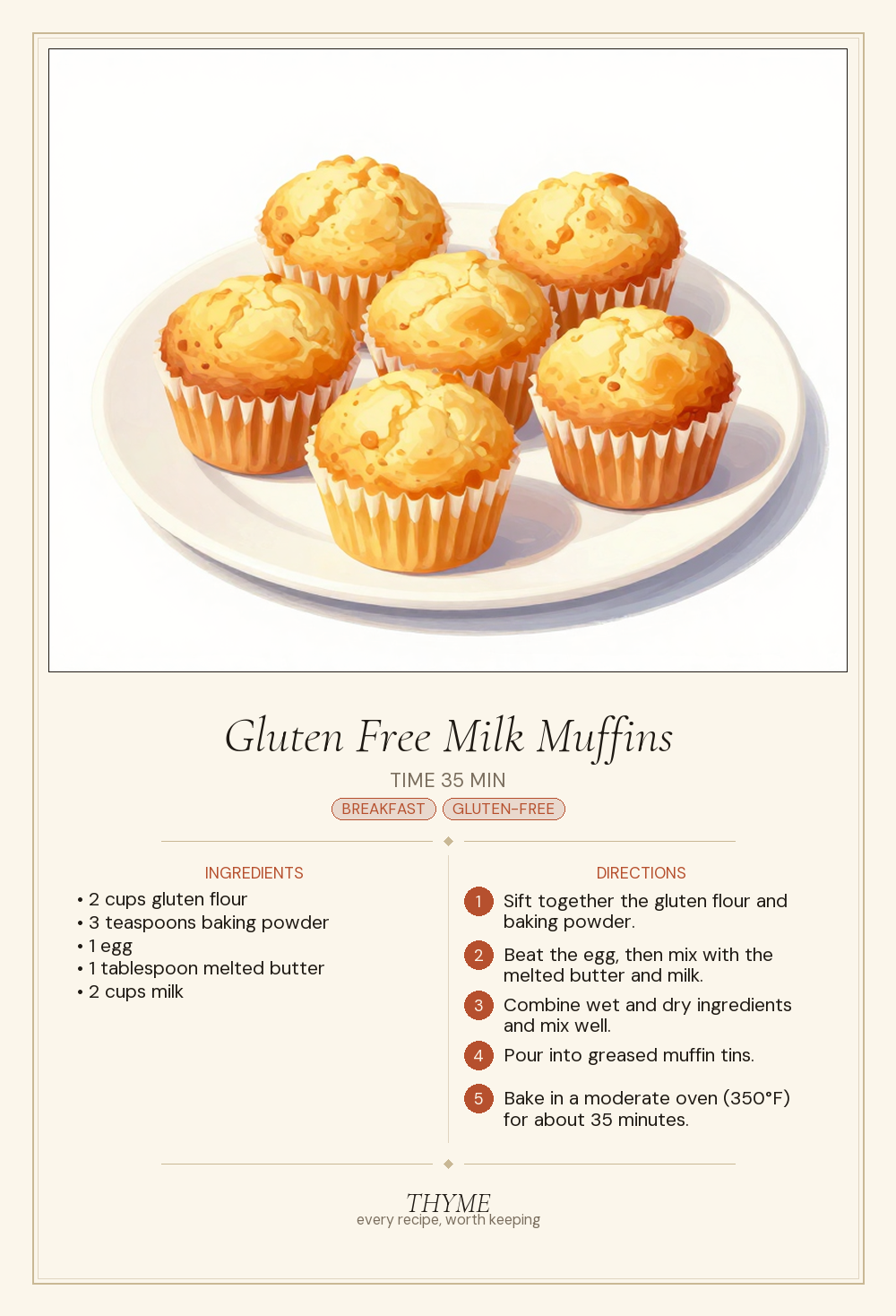 Gluten Free Milk Muffins