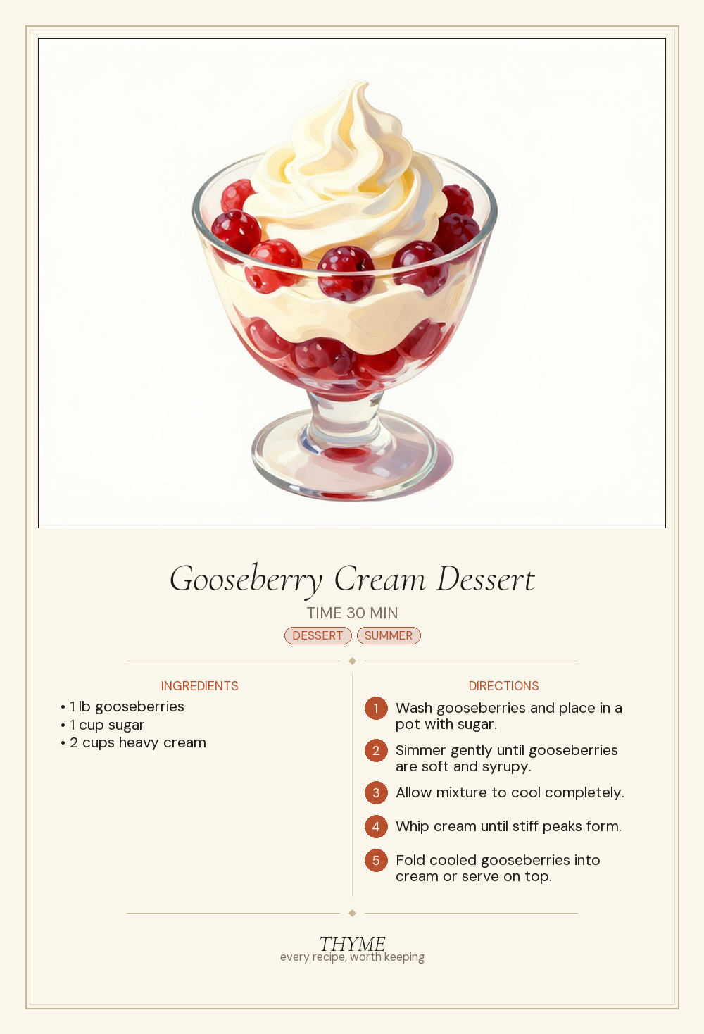 Gooseberry Cream Dessert