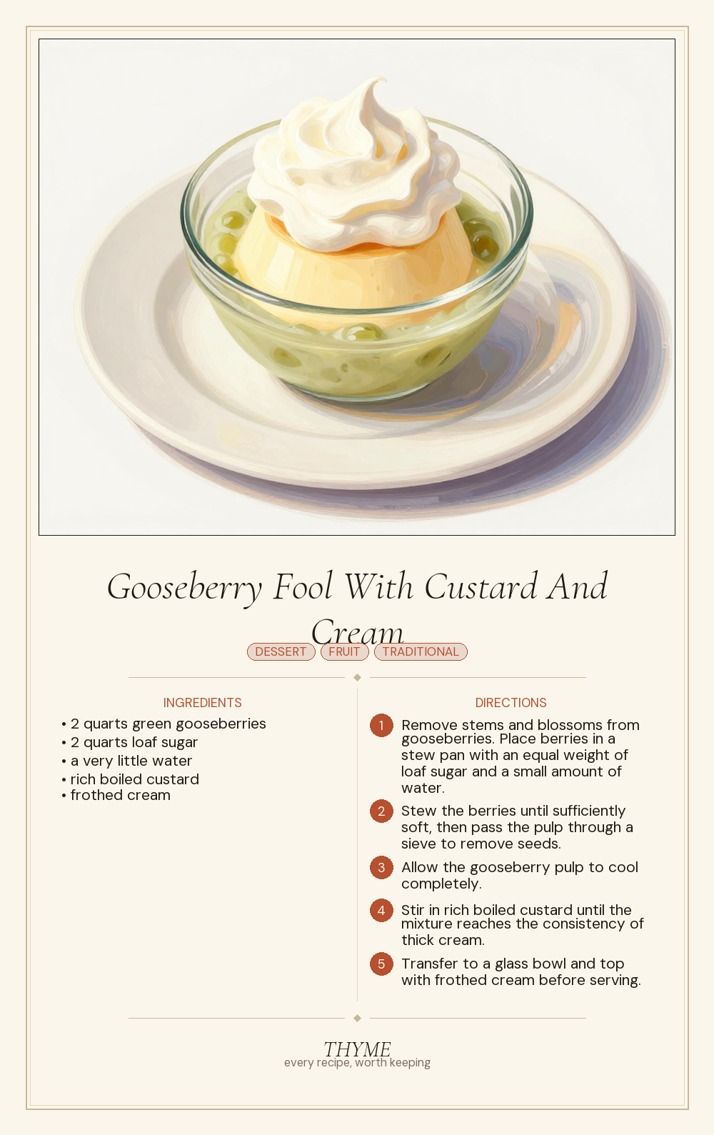 Gooseberry Fool With Custard And Cream