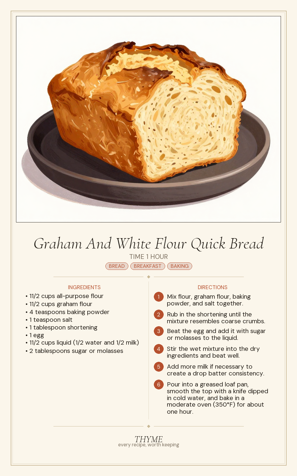 Graham And White Flour Quick Bread