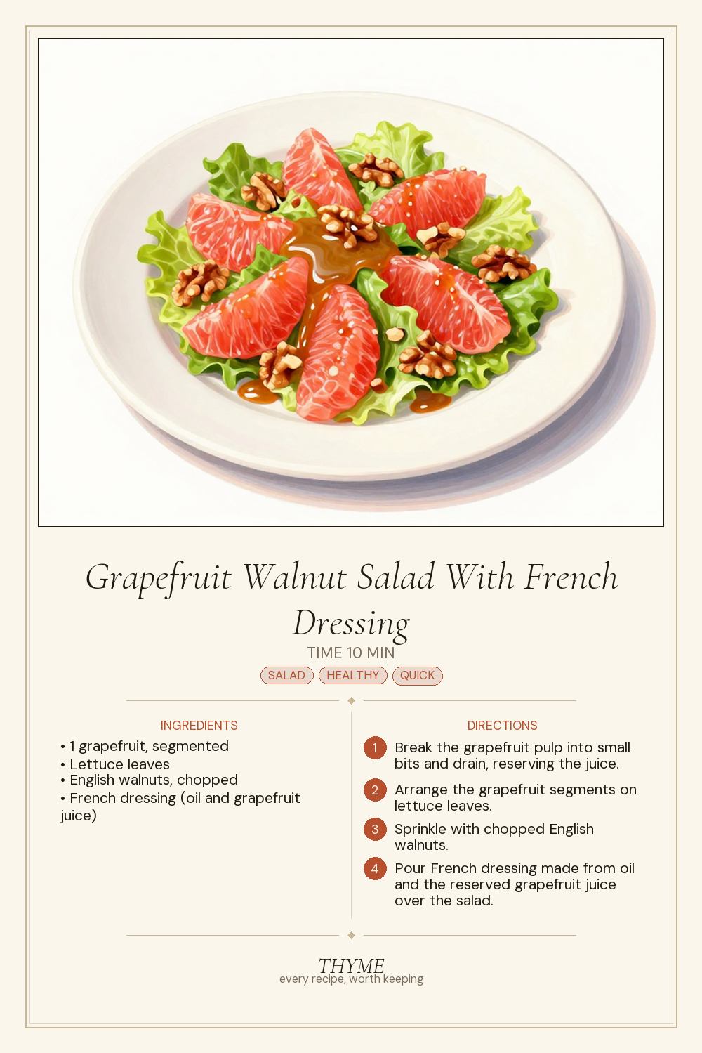 Grapefruit Walnut Salad With French Dressing