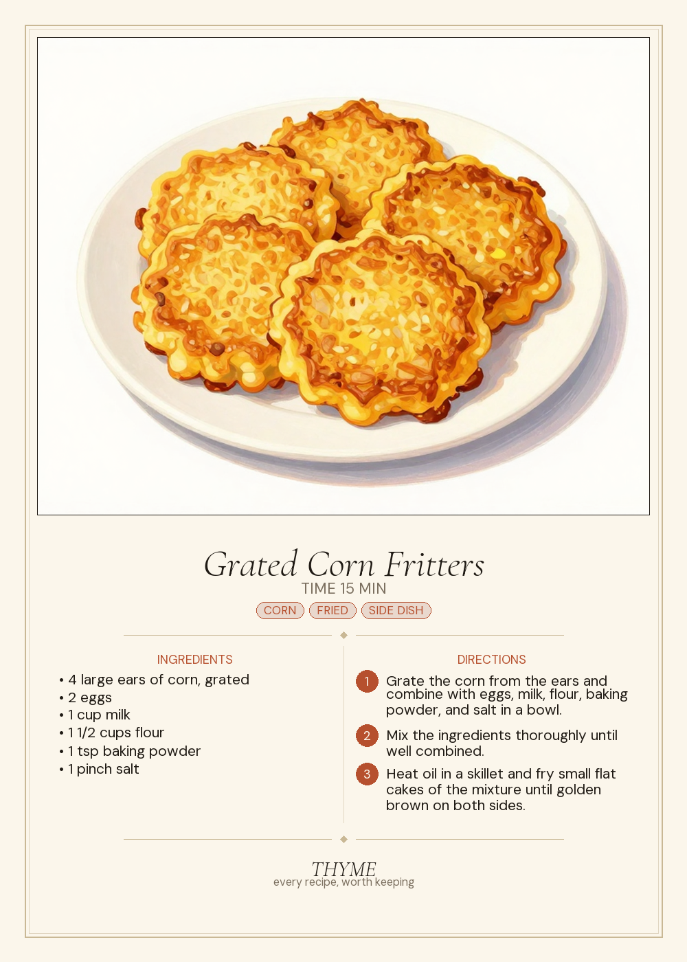 Grated Corn Fritters
