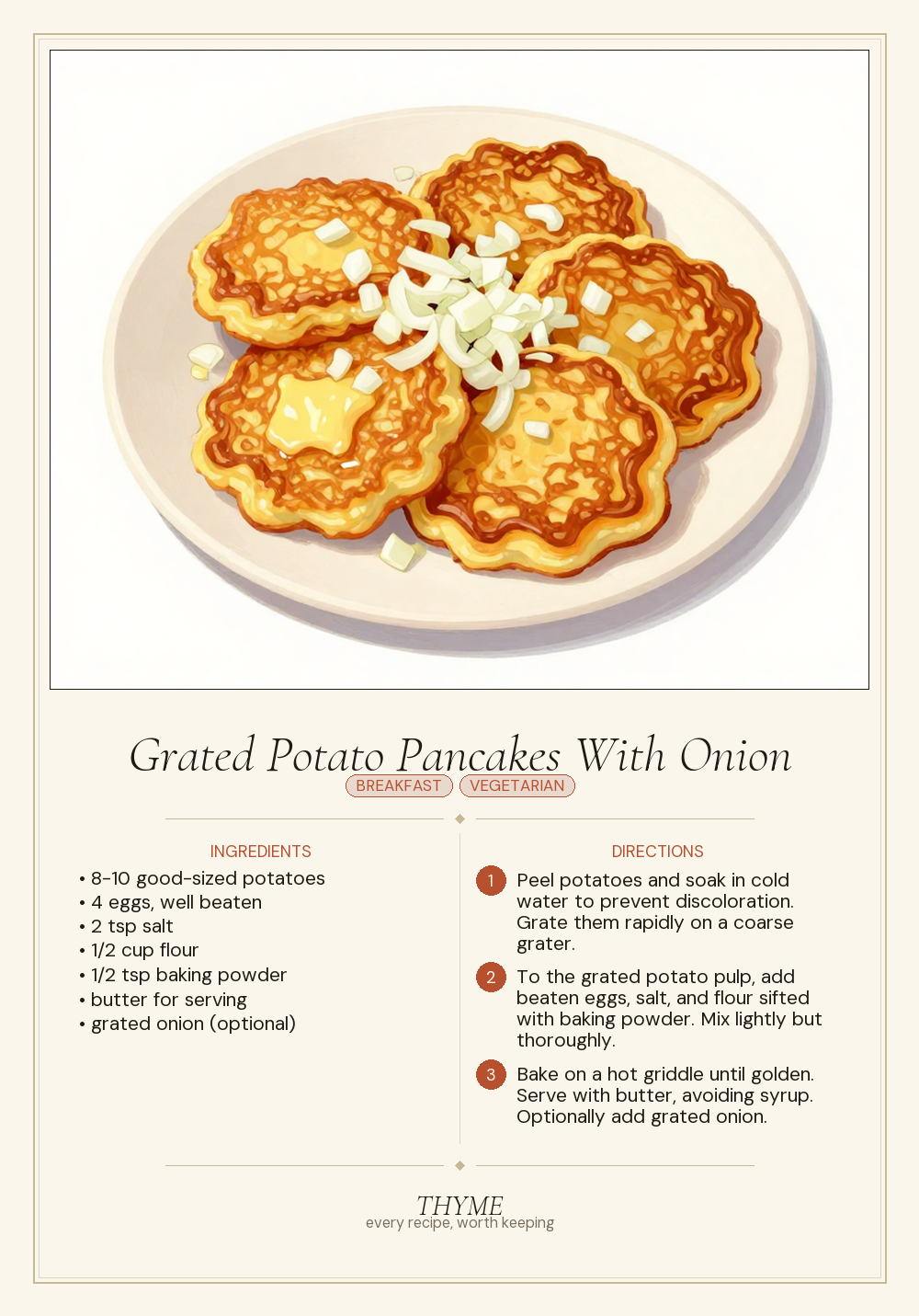 Grated Potato Pancakes With Onion