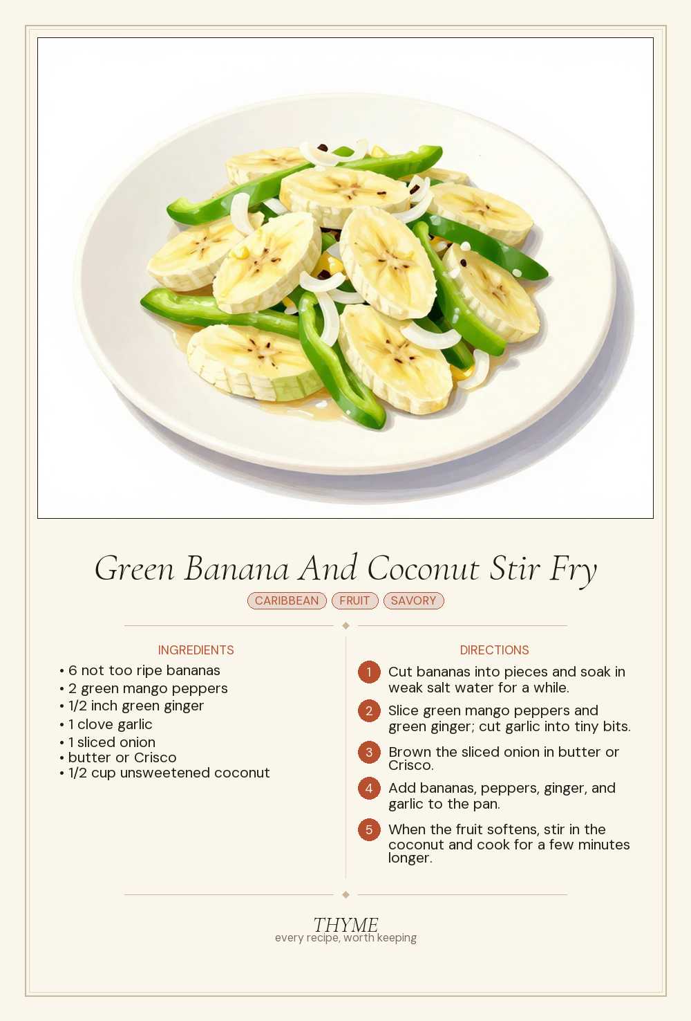Green Banana And Coconut Stir Fry