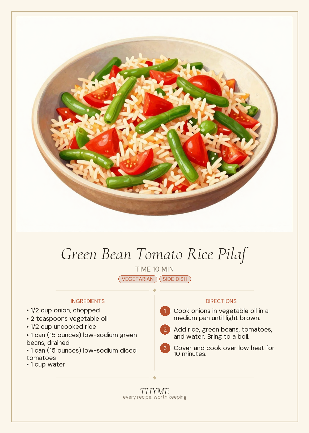 Green Bean Tomato Rice Pilaf
