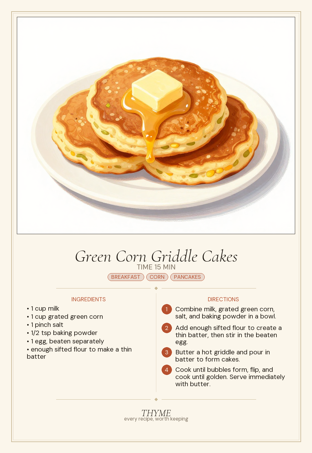 Green Corn Griddle Cakes