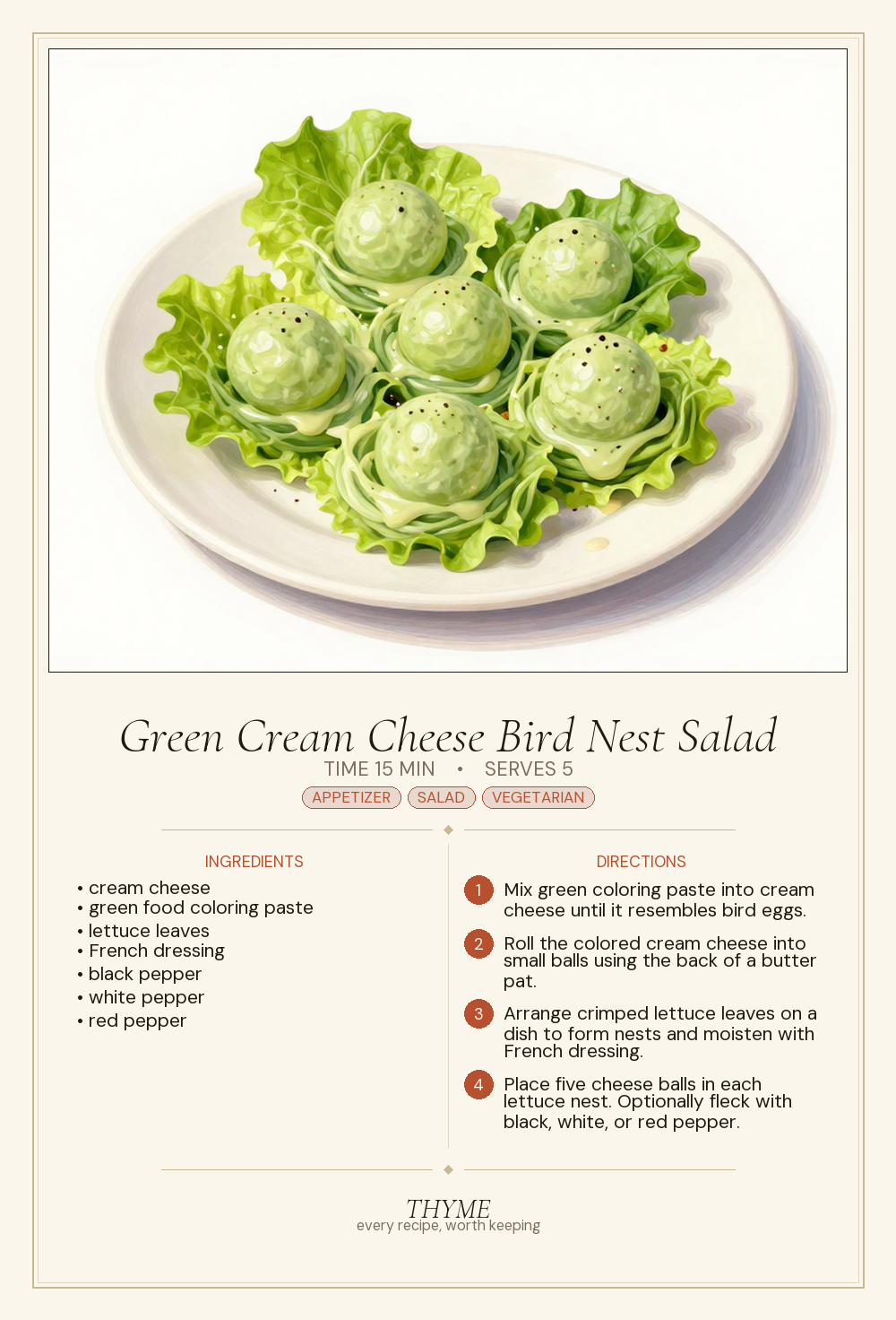 Green Cream Cheese Bird Nest Salad
