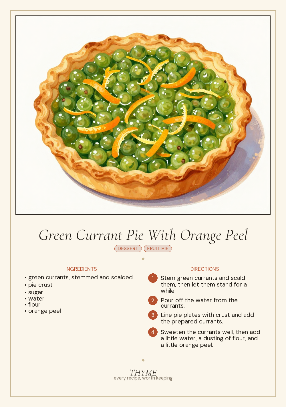 Green Currant Pie With Orange Peel