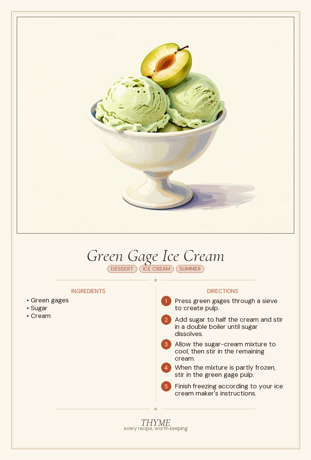 Green Gage Ice Cream