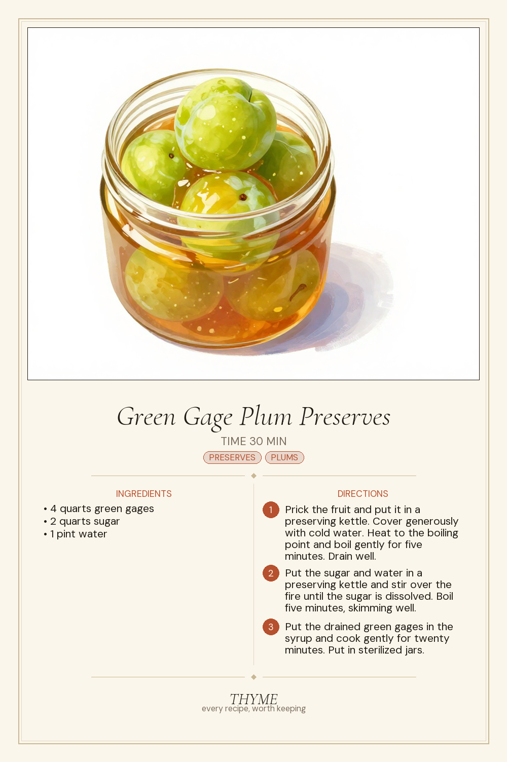 Green Gage Plum Preserves