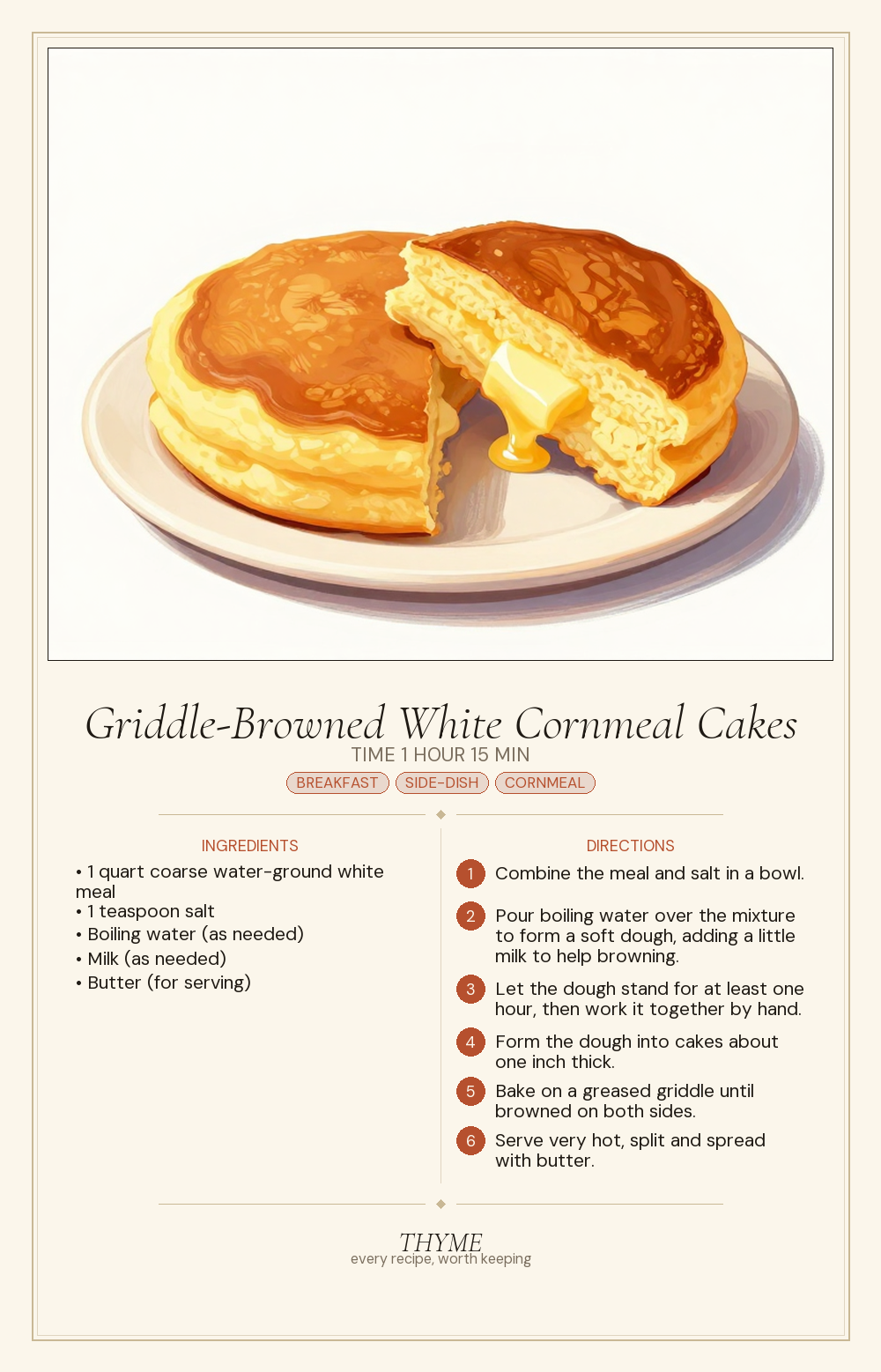Griddle-Browned White Cornmeal Cakes
