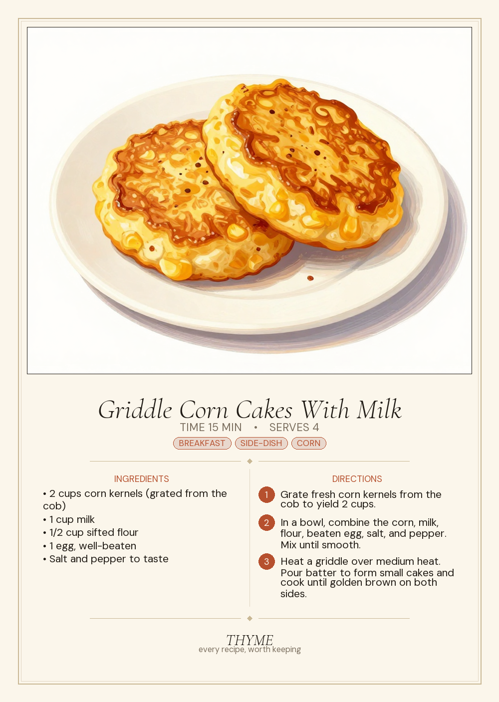 Griddle Corn Cakes With Milk