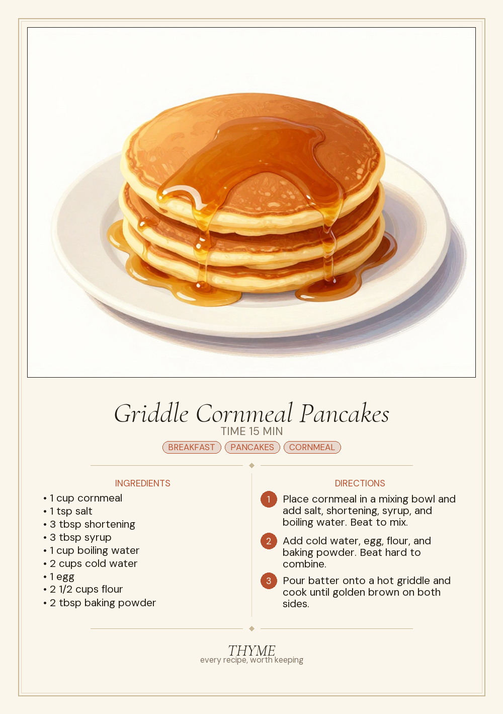 Griddle Cornmeal Pancakes