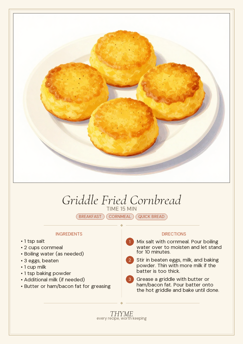 Griddle Fried Cornbread
