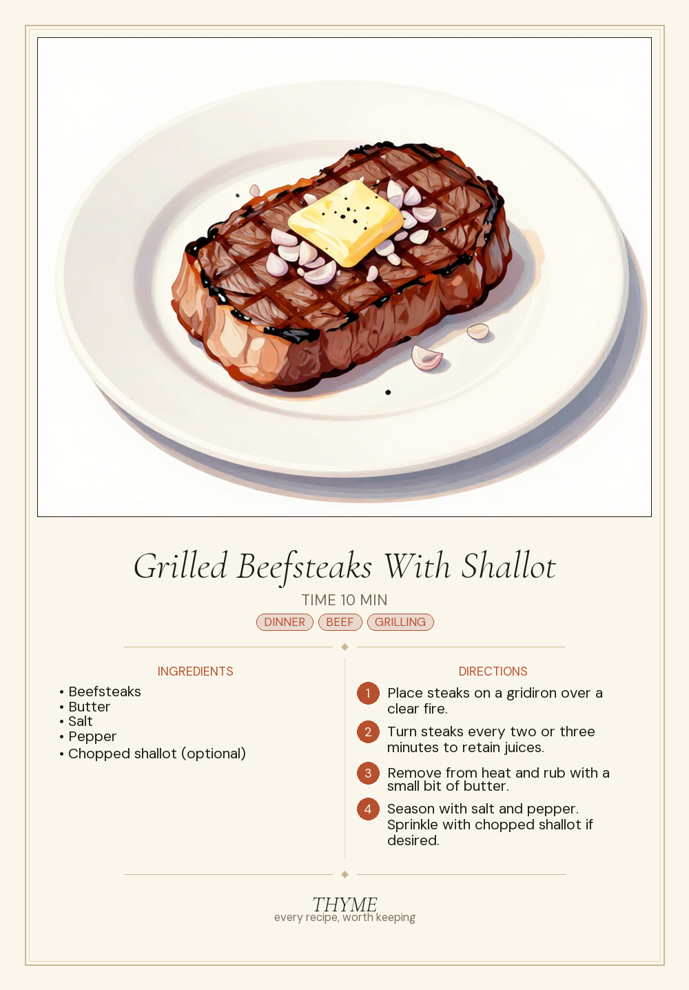 Grilled Beefsteaks With Shallot