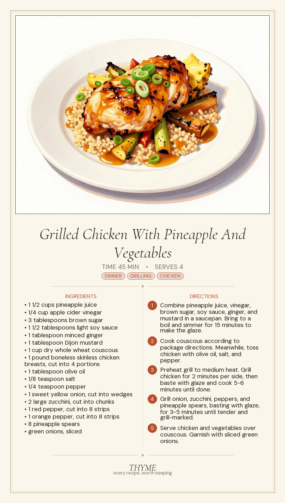 Grilled Chicken With Pineapple And Vegetables