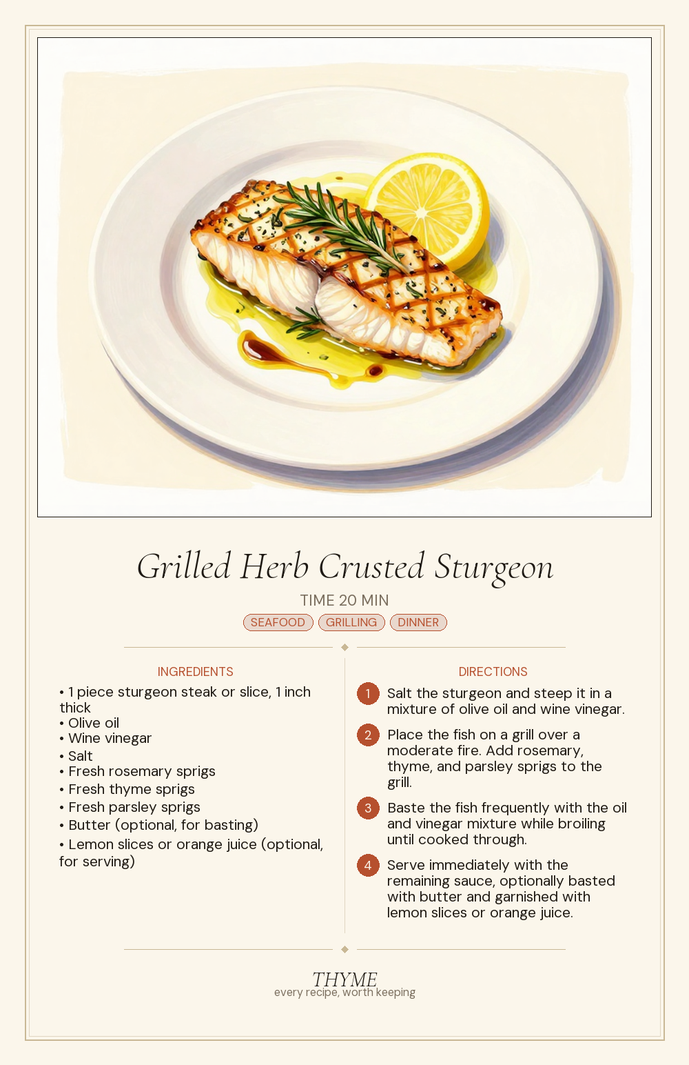Grilled Herb Crusted Sturgeon