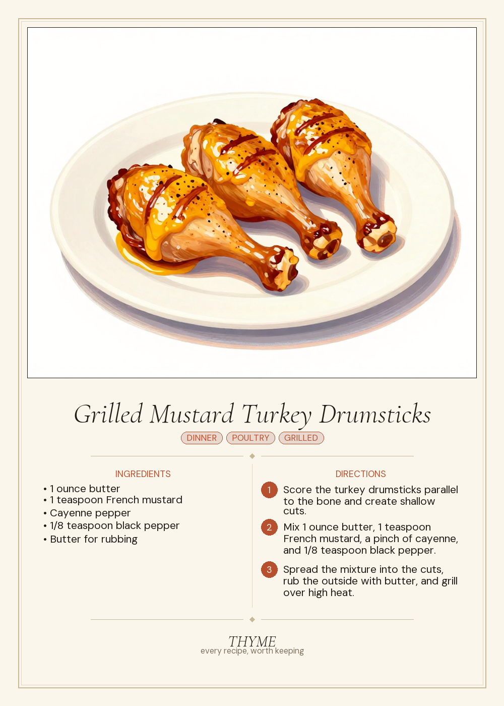 Grilled Mustard Turkey Drumsticks