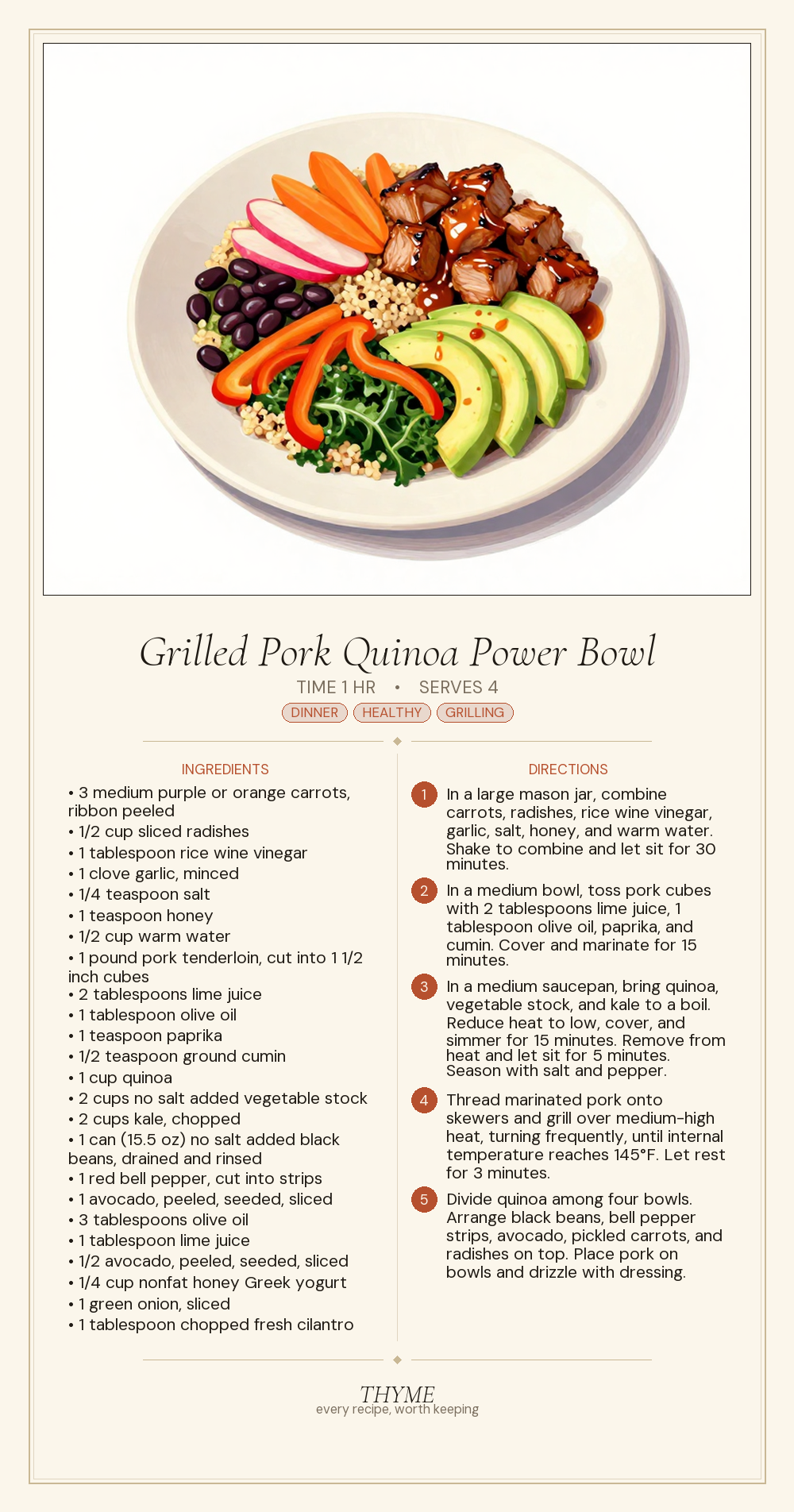 Grilled Pork Quinoa Power Bowl
