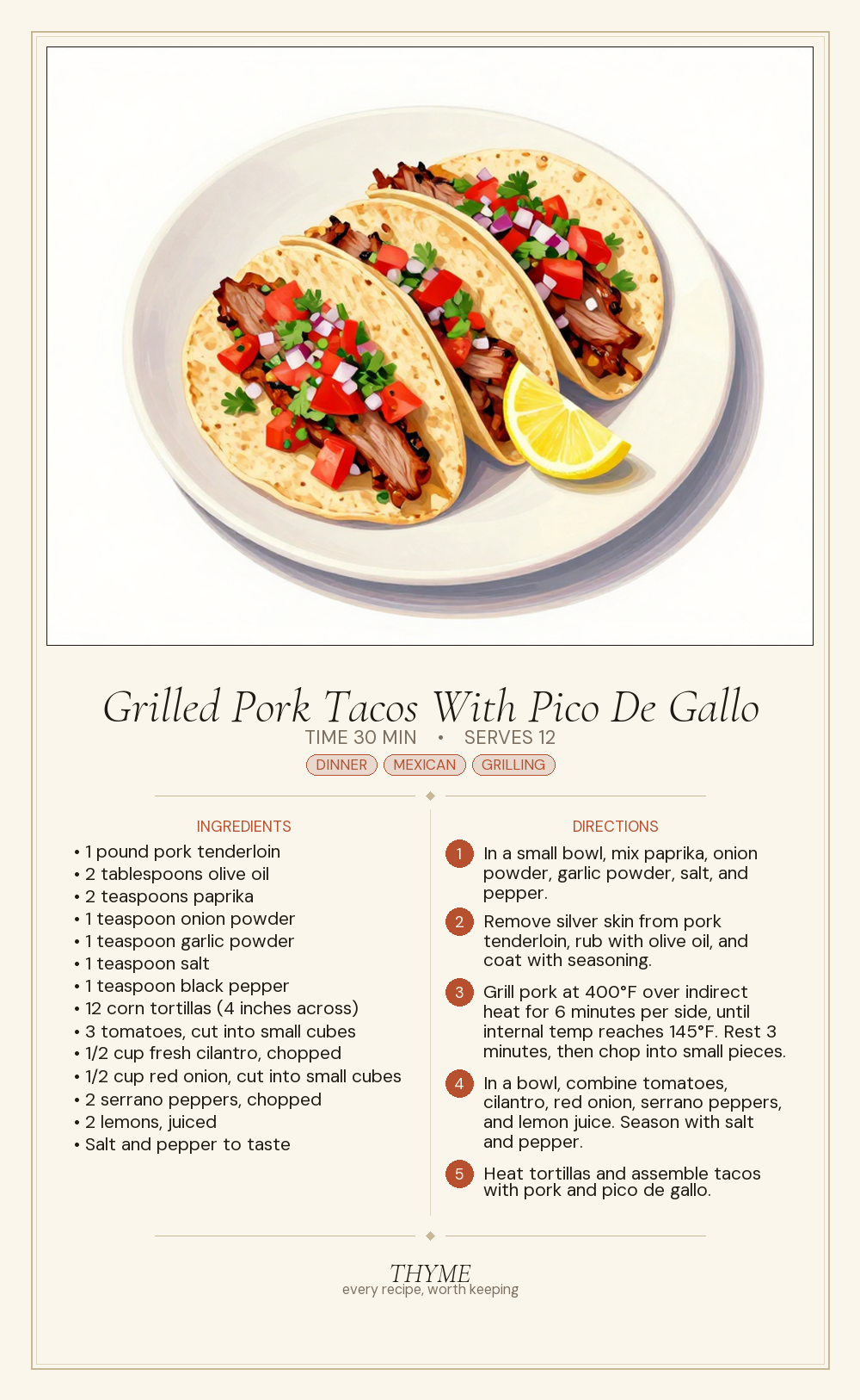 Grilled Pork Tacos With Pico De Gallo