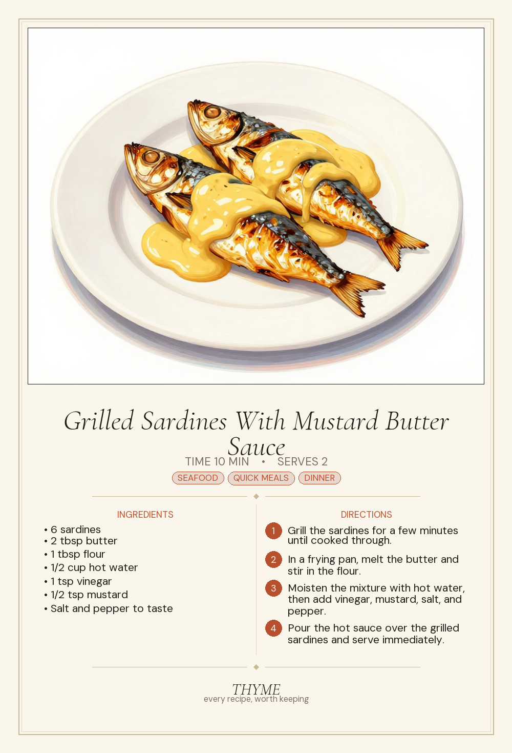 Grilled Sardines With Mustard Butter Sauce