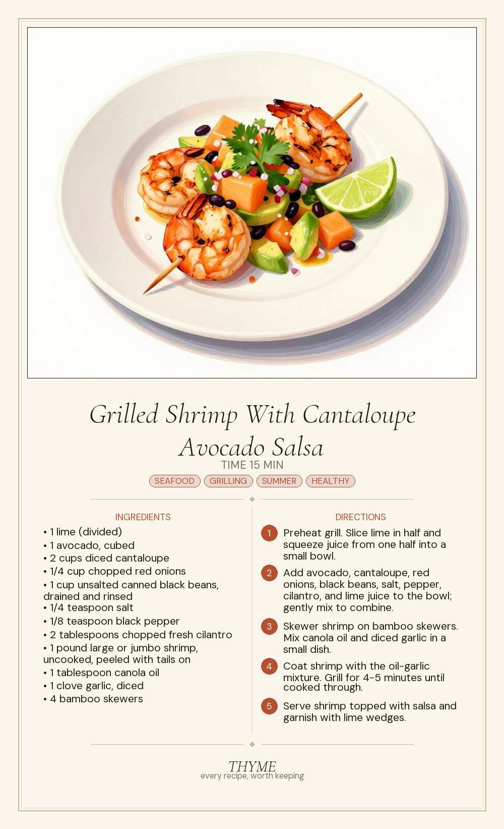 Grilled Shrimp With Cantaloupe Avocado Salsa