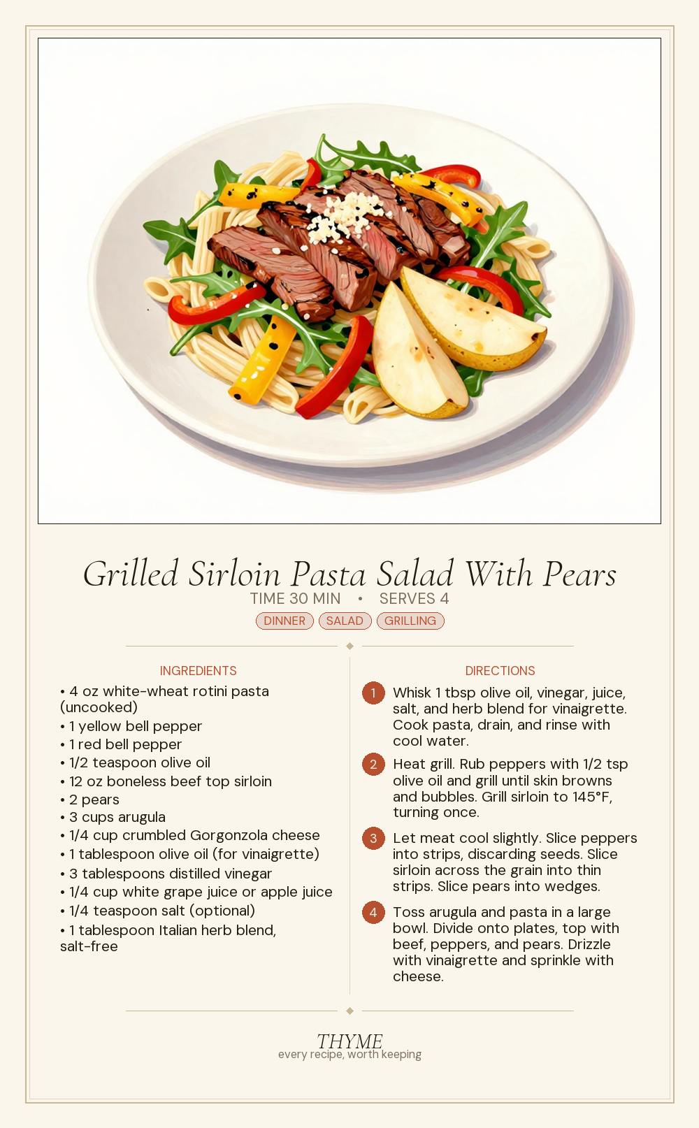 Grilled Sirloin Pasta Salad With Pears