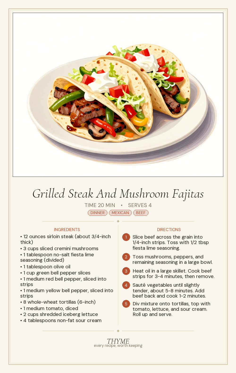 Grilled Steak And Mushroom Fajitas