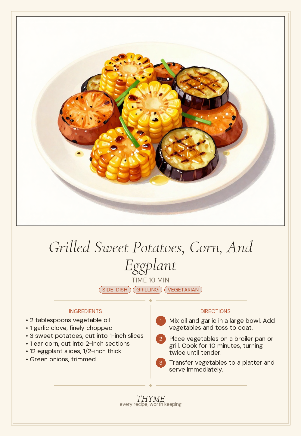 Grilled Sweet Potatoes, Corn, And Eggplant
