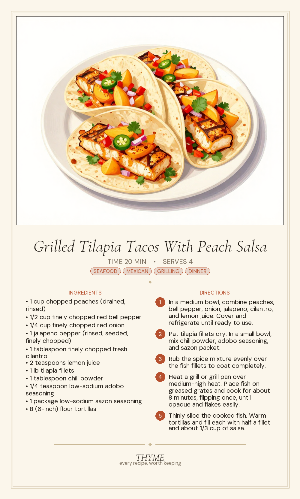 Grilled Tilapia Tacos With Peach Salsa