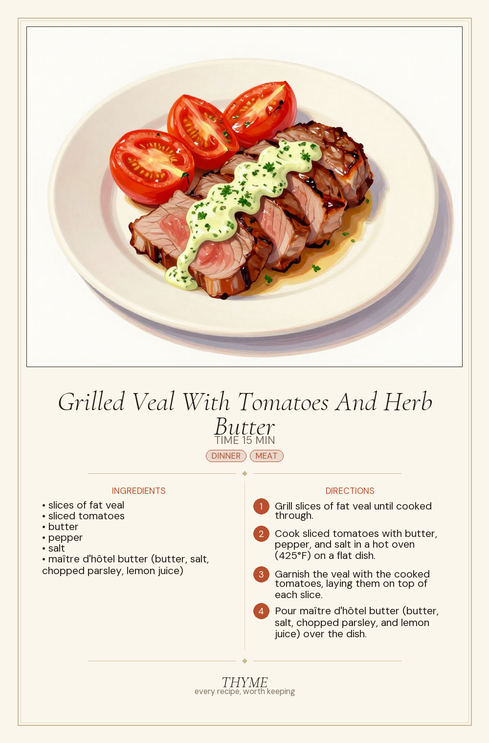 Grilled Veal With Tomatoes And Herb Butter