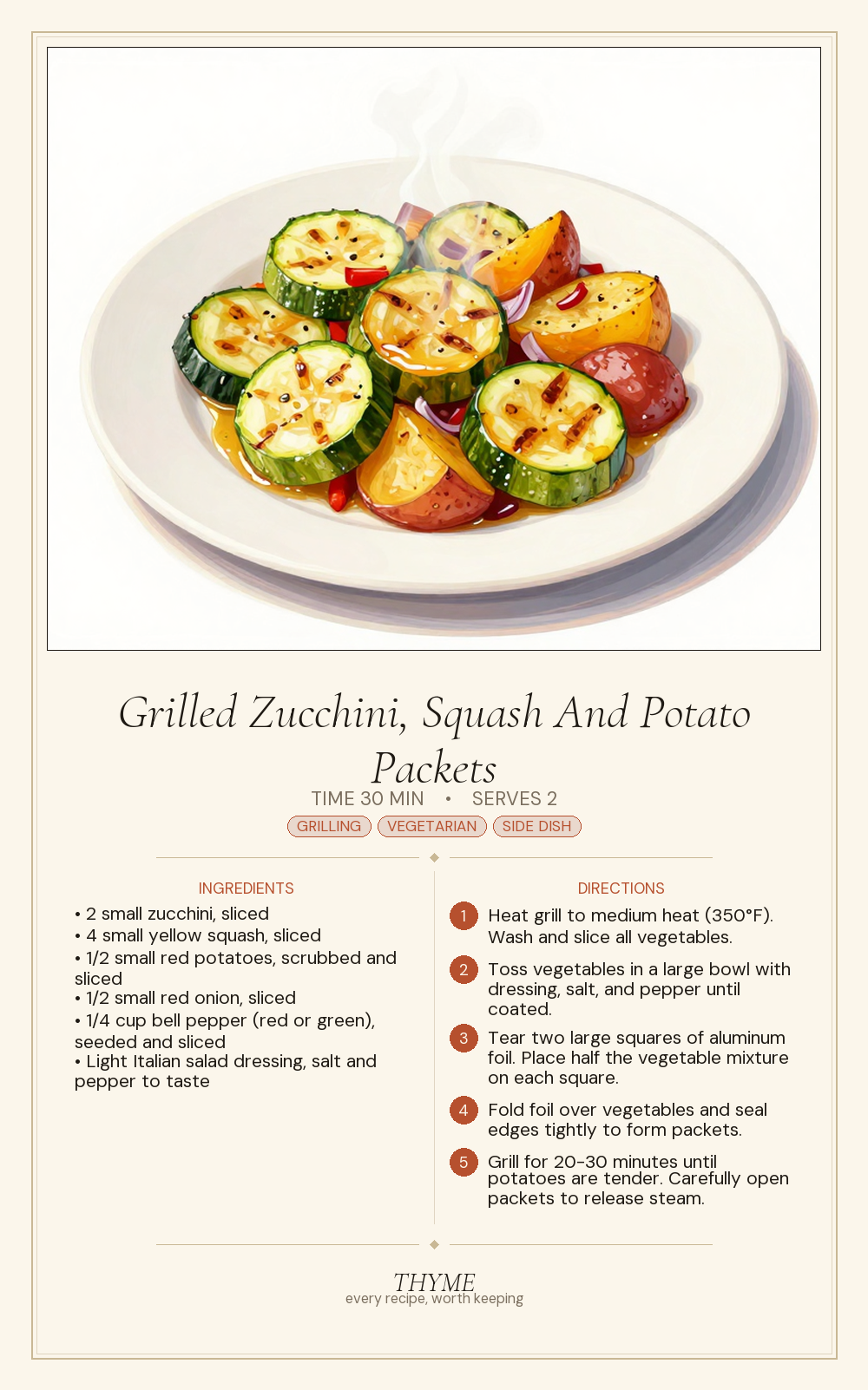 Grilled Zucchini, Squash And Potato Packets