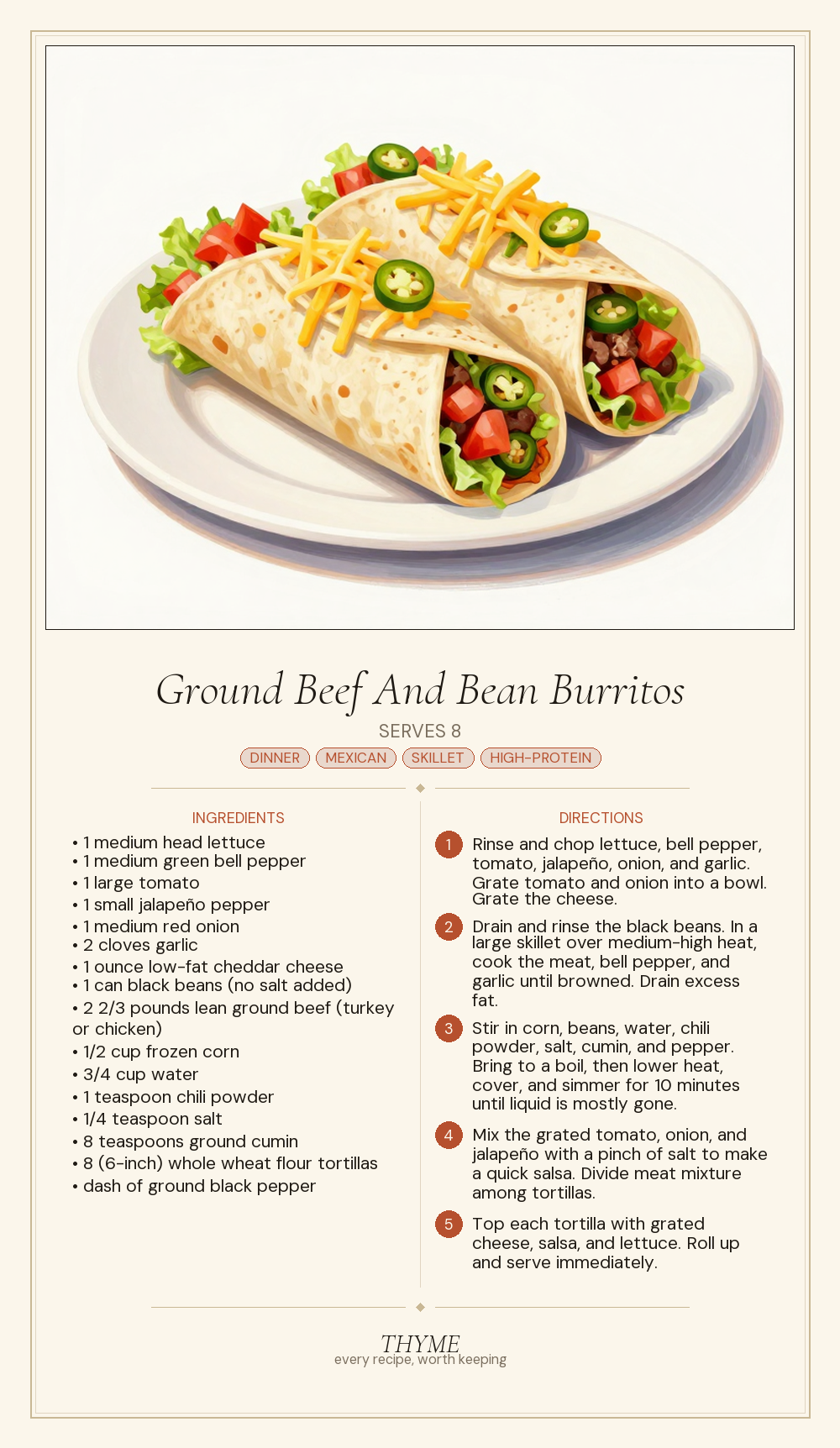 Ground Beef And Bean Burritos
