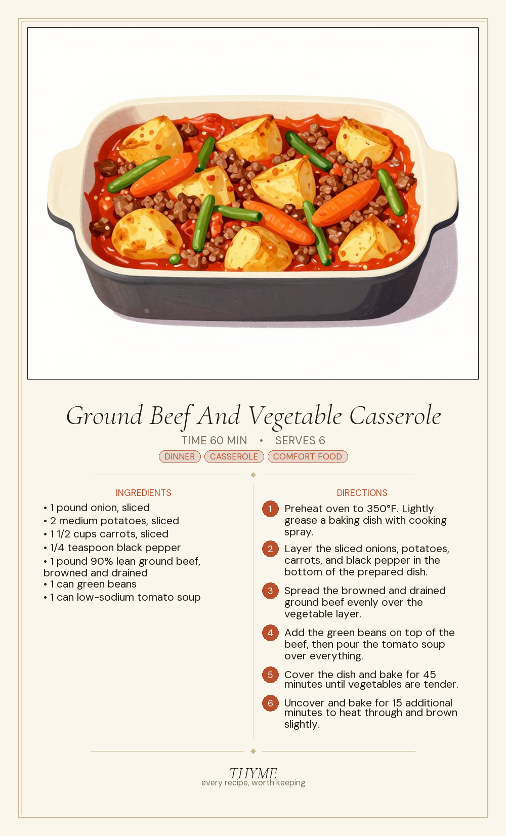 Ground Beef And Vegetable Casserole