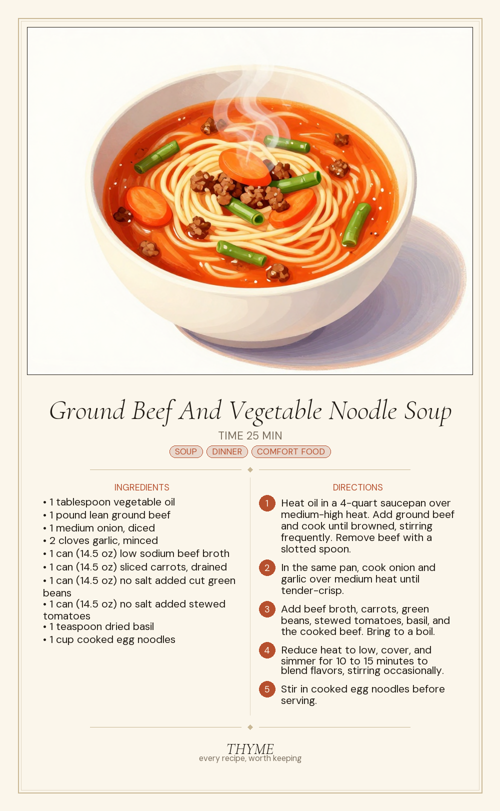 Ground Beef And Vegetable Noodle Soup